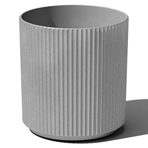 Veradek Mason Series Demi Planter - Large Round Planter for Indoor or Outdoor Patio/Balcony | Made from Plastic & Concrete with Drainage Holes | Modern Décor for Flowers, Trees, Tall Plants - color: Gray, size: 20 inch