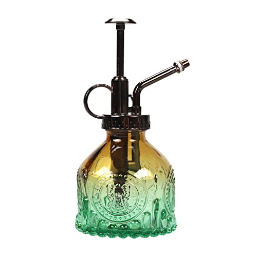 TOMEX Glass Plant Mister Spray Bottle 200ML Watering Bottle with Top Pump Watering Can for Indoor Outdoor House Plants,Flowers (Brown-Green) - color: Brown-Green