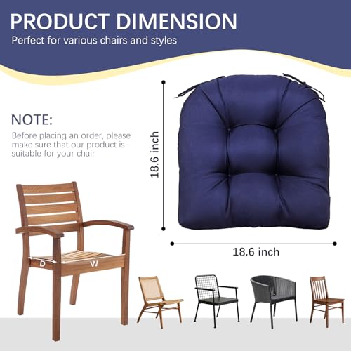 Gnostik 2 Pack Outdoor Wicker Chair Cushions Waterproof Rocking Chair Cushion U Shaped Patio Replacement Cushions with Ties for Porch, Garden,18.6" x 18.6", Beige - color: Cream