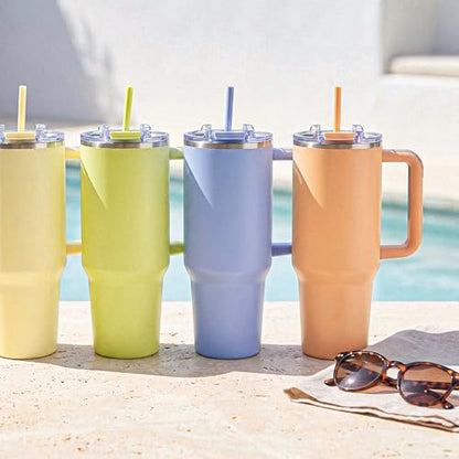 Hogg Big Swig 40oz Tumbler with Handle and Straw - Coastal Breeze, 40 oz Tumbler, Insulated Cup with Handle, 40oz Water Bottle with Straw, Thermal Cups, Leak Proof Lid, Travel Mugs, Stainless Steel - color: Coastal Breeze