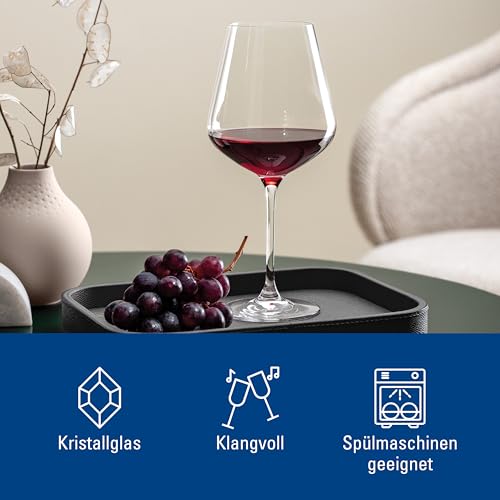Villeroy & Boch La Divina Burgundy Wine Goblet, Set of 4, Generous 23 oz Capacity, Large Size: 4.25 in Diameter, 9.5 in Tall, Crystal Glass, Dishwasher Safe | Crystal glass Burgundy goblets, dishwasher safe, generously sized bowl enhances a full-bodied re