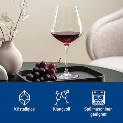 Villeroy & Boch La Divina Burgundy Wine Goblet, Set of 4, Generous 23 oz Capacity, Large Size: 4.25 in Diameter, 9.5 in Tall, Crystal Glass, Dishwasher Safe | Crystal glass Burgundy goblets, dishwasher safe, generously sized bowl enhances a full-bodied re