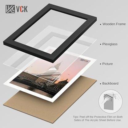 VCK 18x24 Poster Frames Black - 6 Pack, Wide Border Wood Picture Frame, Multi-Directional Display Family Photos, Office Prints, Studio/Gallery, Wall Hanging - color: Black, size: 18 x 24