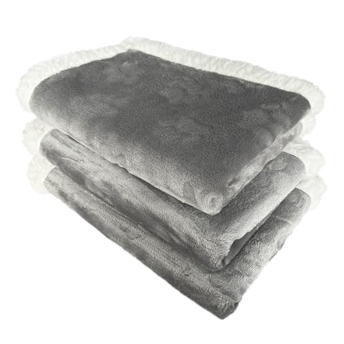1 Pack 3 Dog Blankets for Small Dogs - 3 pcs Waterproof Dog Blanket Washable - Soft Sherpa Fleece Puppy Blanket for Kitten Doggy, Warm Cat Blankets for Indoor Cats, 16"X23", Grey - color: Grey, size: 16"x23" (Pack of 3)