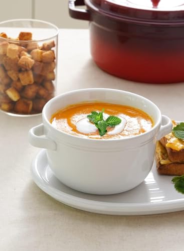 LE TAUCI Soup Bowls With Handles 28 oz and Silicone Lids, French Onion Soup Bowl for Chili, Beef Stew, Cereal, Ceramic Soup Crocks oven Safe, Microwave Dishwasher Safe - 5.5 inch, Set of 4, White - color: White+Lid