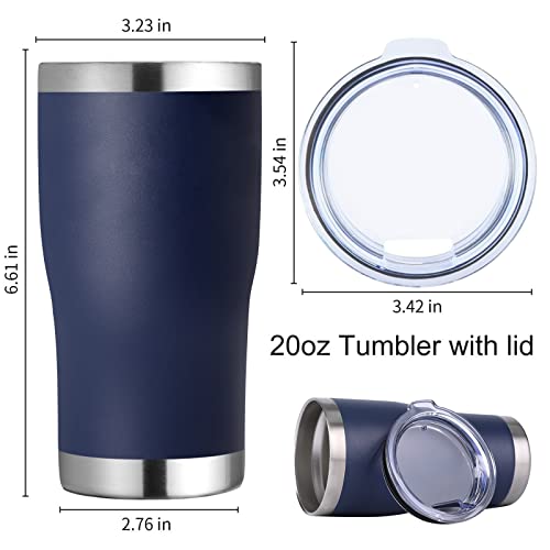 DOMICARE 20oz Tumbler with Lid Stainless Steel Tumblers Bulk, Double Wall Vacuum Insulated Coffee Travel Mug Powder Coated Tumbler, 1 Count (Pack of 1) Navy - color: Navy, size: 1 count