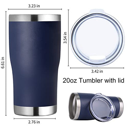 DOMICARE 20oz Tumbler with Lid Stainless Steel Tumblers Bulk, Double Wall Vacuum Insulated Coffee Travel Mug Powder Coated Tumbler, 1 Count (Pack of 1) Navy - color: Navy, size: 1 count