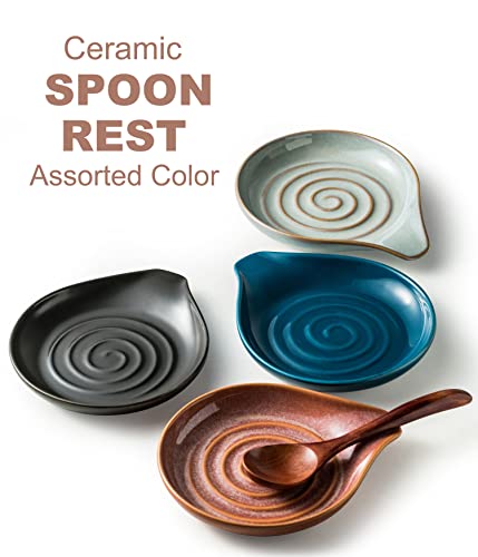 Spoon Rest, Ceramic Cooking Spoon Holder for Kitchen Counter, Large Utensil Rest for Spoons, Ladles, Tongs, Spatula, 5 Inches (Reactive Red Glazed) | Large Utensil Rest for Ladle Tong Spatula Coffee Tea Spoon | Cute Kitchen Accessories, Dishwasher Safe, R