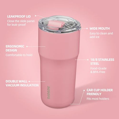 BJPKPK 20oz Spill Proof Coffee Tumbler, Insulated Stainless Steel Cup | Double Wall Vacuum, Leakproof Lid, Keeps Hot/Cold/Iced, BPA Free, Dishwasher Safe, Cupholder, Travel, Pink - color: Pink