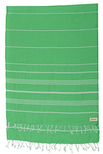 Bersuse Towels Anatolia XL Beach Blanket Throw Blanket Turkish Towel 100% Cotton Extra-Large Quick-Dry Lightweight Premium Peshtemal Towel - 61x82 Inches, Green - color: Green