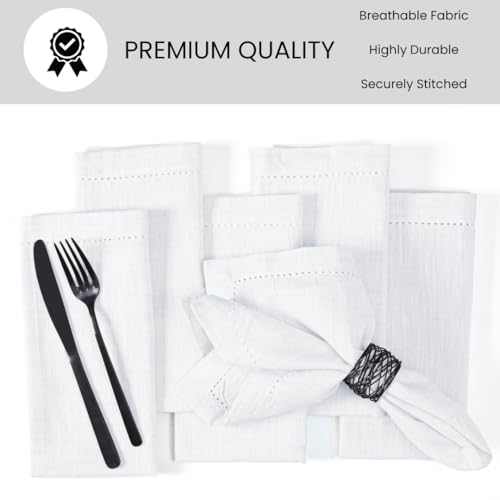 Cloth Dinner Napkins 100% Cotton Set of 6 - Soft Durable Washable - Ideal for Farmhouse Parties Wedding Christmas Easter - Perfect Everyday Use Table Cloth Napkins 18x18 inch White - color: White