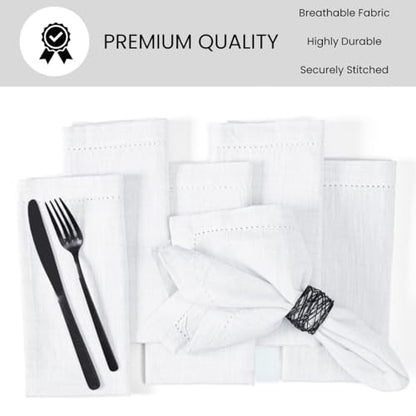 Cloth Dinner Napkins 100% Cotton Set of 6 - Soft Durable Washable - Ideal for Farmhouse Parties Wedding Christmas Easter - Perfect Everyday Use Table Cloth Napkins 18x18 inch White - color: White