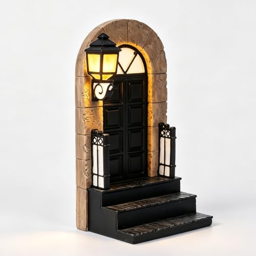 1 Pcs Decorative Bookend with Lighted Lantern, Vintage Resin Book End for Shelves, Unique Book End Weighted Rustic Book Holder for Home, Office and Library Decor (A)