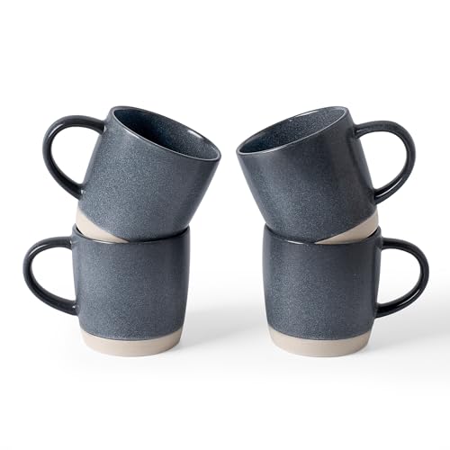 famiware Coffee Mugs Set of 4, Milkyway 13 oz Ceramic Cup Set with Handle | Stoneware Mug Set for Tea, Coffee, Latte, Cappuccino, Cocoa, Microwave and Dishwasher Safe, Matte Dark Charcoal - color: Milkyway-Matte Dark Charcoal, size: 4 Count (Pack of 1)