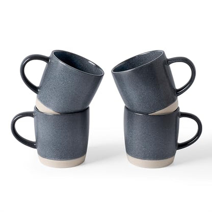famiware Coffee Mugs Set of 4, Milkyway 13 oz Ceramic Cup Set with Handle | Stoneware Mug Set for Tea, Coffee, Latte, Cappuccino, Cocoa, Microwave and Dishwasher Safe, Matte Dark Charcoal - color: Milkyway-Matte Dark Charcoal, size: 4 Count (Pack of 1)