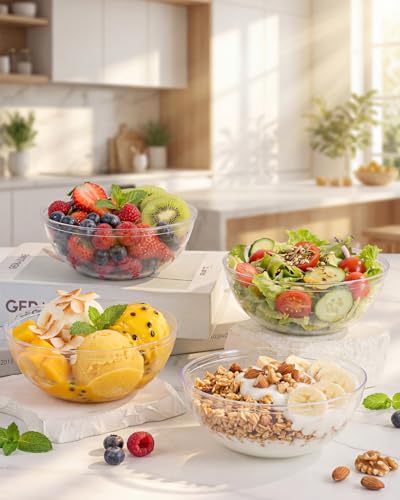 bUCLA 50 Pack Clear Plastic Serving Bowls - 24oz Disposable Salads, Cereal, Fruit, Dessert & Soup Bowls for Wedding & Party - color: Clear, size: 24oz