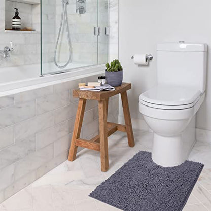 Bathroom Rugs Sets 2 Piece, Luxury Chenille Bath Mat Set, Soft Plush Anti-Slip Bath Rug + U-Shaped Toilet Mat. Microfiber Shaggy Carpet, Super Absorbent (24” x 36” & 20” x 24” U, Dark Grey) - color: Grey, size: 2 Piece Set - Large