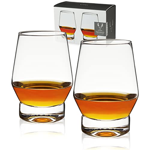 Viski Whiskey Glasses with Heavy Footed Base - Crystal Tumblers for Scotch, Bourbon, Cocktails - 18.5 Oz Set of 2 - style: Heavy Footed Whiskey Glasses