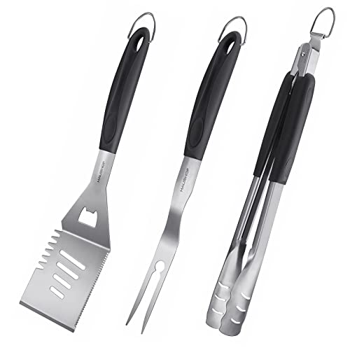 HAUSHOF Large Grill Accessories Heavy Duty BBQ Set Gifts for Men/Women - Premium Stainless Steel Spatula, Fork & Tongs, Barbecue Utensils Tool Kit Gift for Grilling Lover Outdoor - style: Original