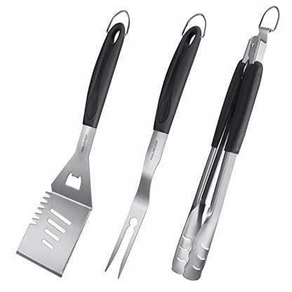 HAUSHOF Large Grill Accessories Heavy Duty BBQ Set Gifts for Men/Women - Premium Stainless Steel Spatula, Fork & Tongs, Barbecue Utensils Tool Kit Gift for Grilling Lover Outdoor - style: Original