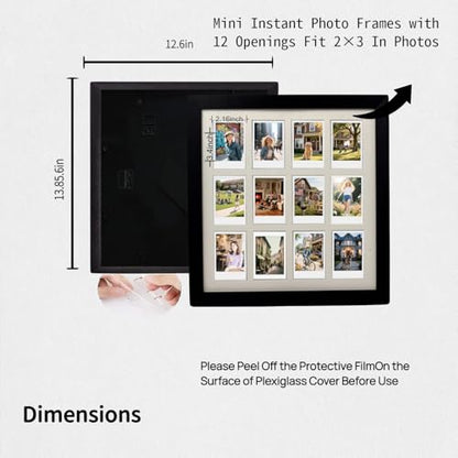 Polaroid Picture Frame Collage 2x3 Instax Mini Film-12 Openings - size: 13.85×12.6