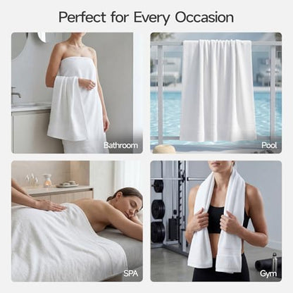 ecolook Ultra Soft 6-Piece Towel Set, 100% Cotton | Lighter Weight, Quick Dry, Highly Absorbent, 2 Bath, 2 Hand, 2 Washcloths, Perfect for Bathroom, White - color: White