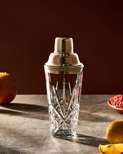 Glass Cocktail Shaker, 15oz Cutting Design - Exquisite Martini Shaker for Elevated Mixology. Perfect for Christmas, Hoiday, BBQ,Outdoor Party,Spring, Summer (Drink Shaker & Gold Pourer) - color: 15oz Shaker & Gold Pour Spout