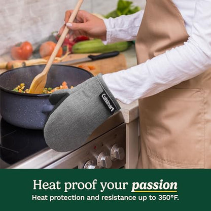 Cuisinart Mini Oven Mitts, 2-Pack, Neoprene Grip, Heat Resistant 350F | Cotton-lined, non-slip neoprene palm, ambidextrous design, ideal for smaller hands and everyday cooking - color: Black
