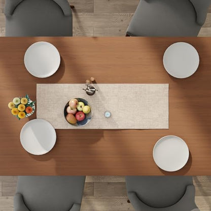 Encasa XO Table Runner 2 Seater, Soft Chenille 13"x36" | Sand, Woven Rib Texture | Machine Washable | Colorfast & Shrink Resistant | Durable Polyester Yarns - color: Sand, size: 13x36 in