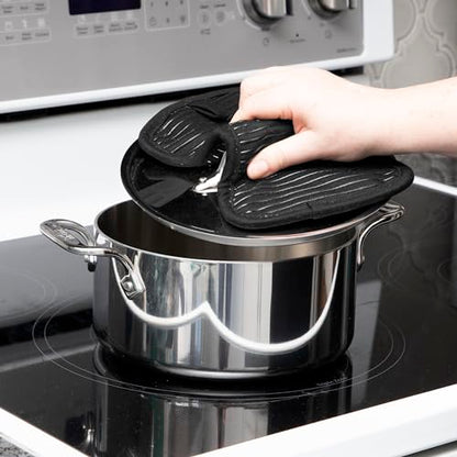All-Clad Premium Pot Holder & Hot Pad: Heat Resistant to 500 Degrees - 100% Cotton, 10"x6.25" Hot Pad for Kitchen and Barbeque, 4-Pack, Black - color: Black, size: 4 Pack