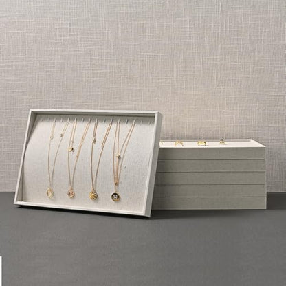 Oirlv Stackable Jewelry Tray,Linen Rings Earrings Organizer for Drawer | Solve Clutter Issues in Drawers or Jewelry Collections, Attractive,High-end and Long-lasting,Display Jewelry Professionally - size: 24 Grids