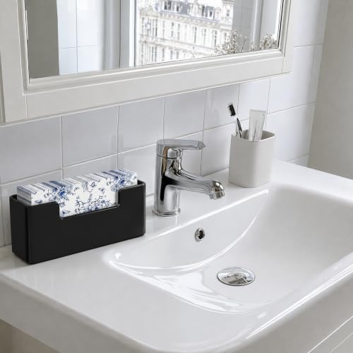 HBlife Acrylic Guest Towel, Paper Napkin Holder for Bathroom - Black Waterproof Vertical Stand, Disposable Paper Hand Towel Dispenser, Modern Table Tray for Kitchen, Home, Hotel, Office - color: Black Guest Towel Holder