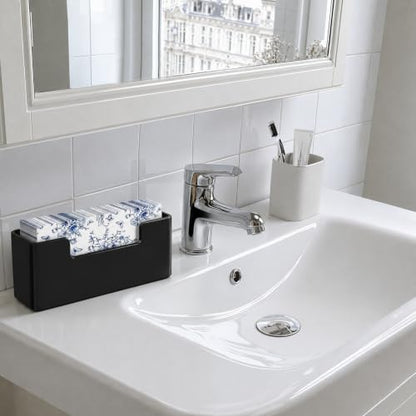 HBlife Acrylic Guest Towel, Paper Napkin Holder for Bathroom - Black Waterproof Vertical Stand, Disposable Paper Hand Towel Dispenser, Modern Table Tray for Kitchen, Home, Hotel, Office - color: Black Guest Towel Holder