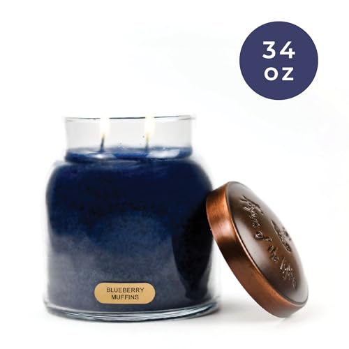 A Cheerful Giver — Blueberry Muffins - 34oz Papa Scented Candle Jar with Lid - Keepers of the Light - 155 Hours of Burn Time, Gift for Women, Blue - size: 34 oz