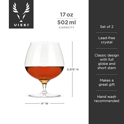 Viski Wingback Brandy Glass glassware set, Stemmed Wine glasses, Cocktail Glass Gift, Perfect for Bourbon, Rye, Scotch, and Mezcal, Set of 2, 17oz - style: Cognac Glasses
