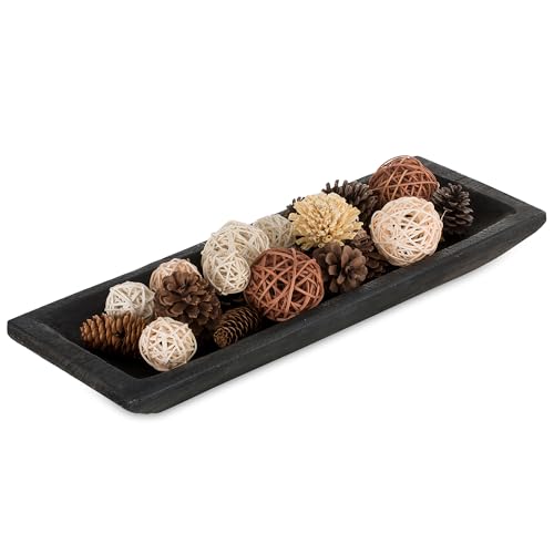 Hanobe Large Decorative Bowl for Coffee Table Entryway Decor, Black Wood - color: Black, size: 20"