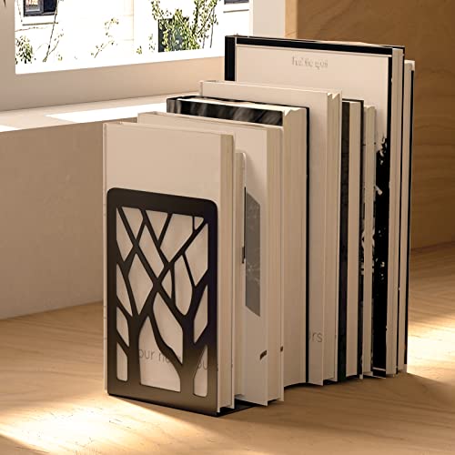 MaxGear Book Ends Tree Design Bookends for Shelves 7 x 4.7 x 3.5” 2 Pair | Metal Constructio,Heavy Duty,Non-Skid Pads,Scratch Resistant,Stable Support,Space Saving,4 Pieces,Bookcase Desktop Use - size: 2 Pairs