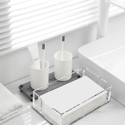 Fengzhe Acrylic Guest Towel Napkin Holder, Clear Bathroom Paper Hand Towels Storage Tray, Disposable Paper Towel Holder for Bathroom, Kitchen, Parties, Weddings, and Various Events 8.5x4.9x2.4 inches