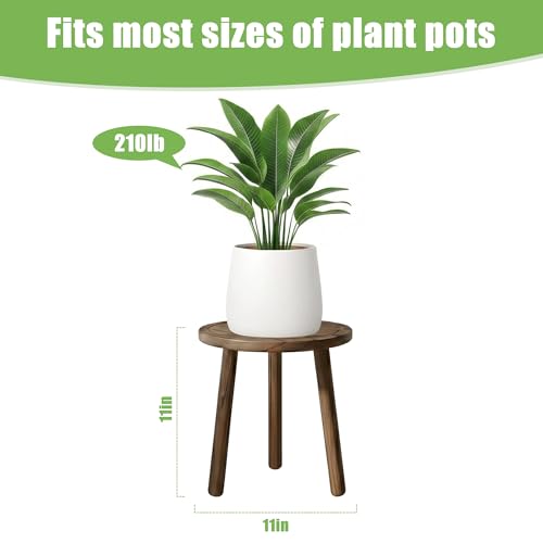Wood Plant Stands Indoor, Updated Single Plant Stand Modern Plant Table for Large Plants, Wooden Plant Stool, Tall Plant Holder Small Round Side for Living Room, Balcony, Office (Dark Brown) - color: Dark Brown