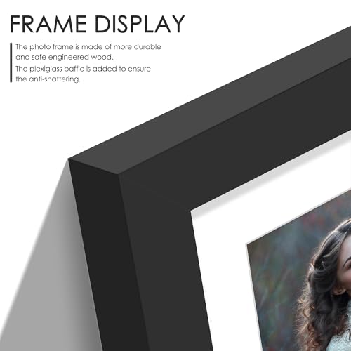 DUENPY 8x16 Collage Picture Frame, 5x7 Collage Picture Frame Displays Three 5x7 inch Photos, or 8x16 (Without Mat) for Available Horizontal Wall Mounting Display and Vertical, Black. | Wall Mount Display, Horizontal & Vertical, 8x14 (Without Mat) Photo Fr