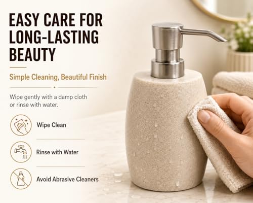 Clasin Home Sandstone Textured Resin Soap Dispenser with Metallic Pump and Waterproof Bottle Labels for Bathroom Kitchen Dish Hand Wash Shower Lotion Shampoo, 12 Oz, 2 Sets Beige - color: Natural Beige_2 Pcs