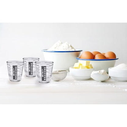 Kolder Mini Measure Heavy Glass, 20-Incremental Measurements Multi-Purpose Liquid and Dry Measuring Shot Glass, Black, Set of 3 - color: Black, size: Set of 3