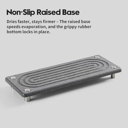 Water Absorbing Stone Sink Caddy Kitchen Sink Organizer Tray, Diatomite Bathroom Counter Tray, Faucet Drying Mat Coaster Soap Dish Rack Riser Dispenser Sponge Holder, Charcoal 10" x 4" - color: 10"x 4" - Charcoal