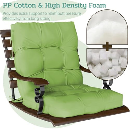Outdoor Chair Cushions 42x21x4 Inch Set of 2, Olive | Patio Cushions for Dining Rocking Chairs, High Back Soft Seat Pad with Ties, Waterproof Fade Resistant, Indoor Outside Use - color: Olive