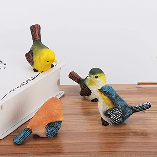 Ejoyous 4Pcs Bird Figurine Statue Resin Animal Sculpture Garden Decor | Decorative Small Bird Figurines Ornament for Outdoor Lawn Courtyard Farmhouse