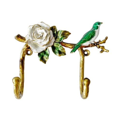 Vintage Bird Shaped Decorative Wall Hook Rack Hanger for Hanging Clothes Coats Towels Keys Hats, 1 Pack Antique Metal Mounted Wall Hook - color: Gold