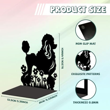 5.3"x4.3"x6.5" Metal Bookends, Heavy Duty Book Ends for Shelves | Poodle Dog and Flowers Theme Cast Iron Book Supports, 1 Pair Decor Stoppers for Desk, Library, Office & Home Shelves - style: Poodle Dog and Flowers