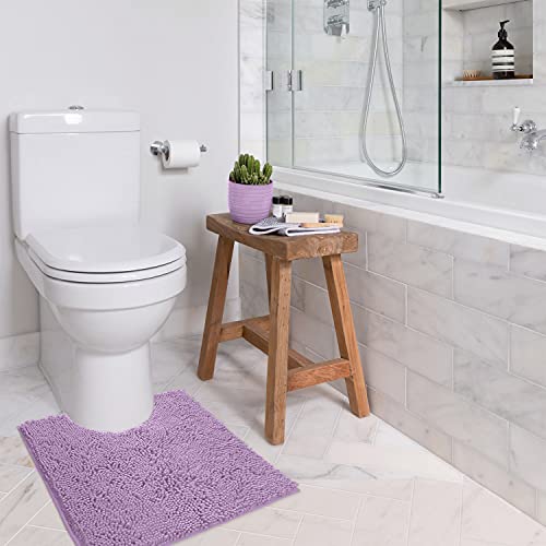 LuxUrux Bath Mat-Extra-Soft Plush Bath Shower Bathroom Rug,1'' Chenille Microfiber Material, Super Absorbent Shaggy Bath Rug. Machine Wash & Dry (20 x 20 inch, Lavender) - color: Lavender, size: 20'' X 20'' U