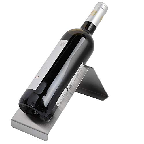 Fdit Stainless Steel Wine Bottle Rack Holder, Single Bottle Display Stand, Silver, 7.87x4.33 Inch