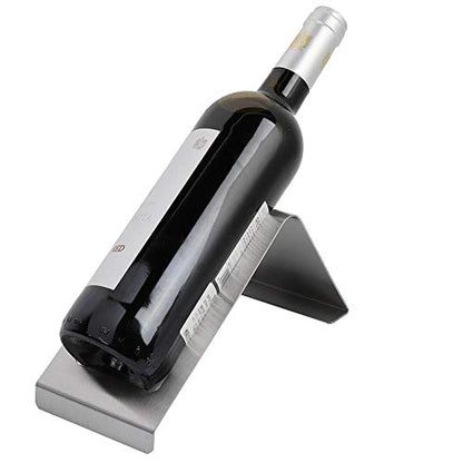 Fdit Stainless Steel Wine Bottle Rack Holder, Single Bottle Display Stand, Silver, 7.87x4.33 Inch